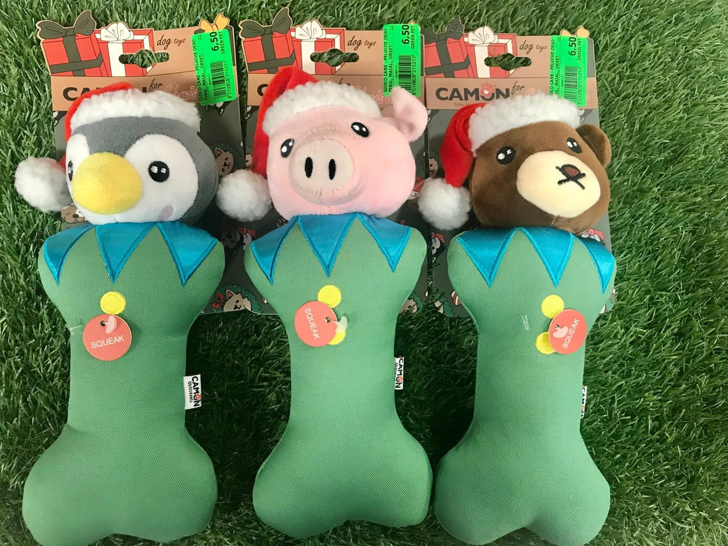 Gioco in peluche natalizio - Maiale – Pinguino – Orso-  per Cani- Camon