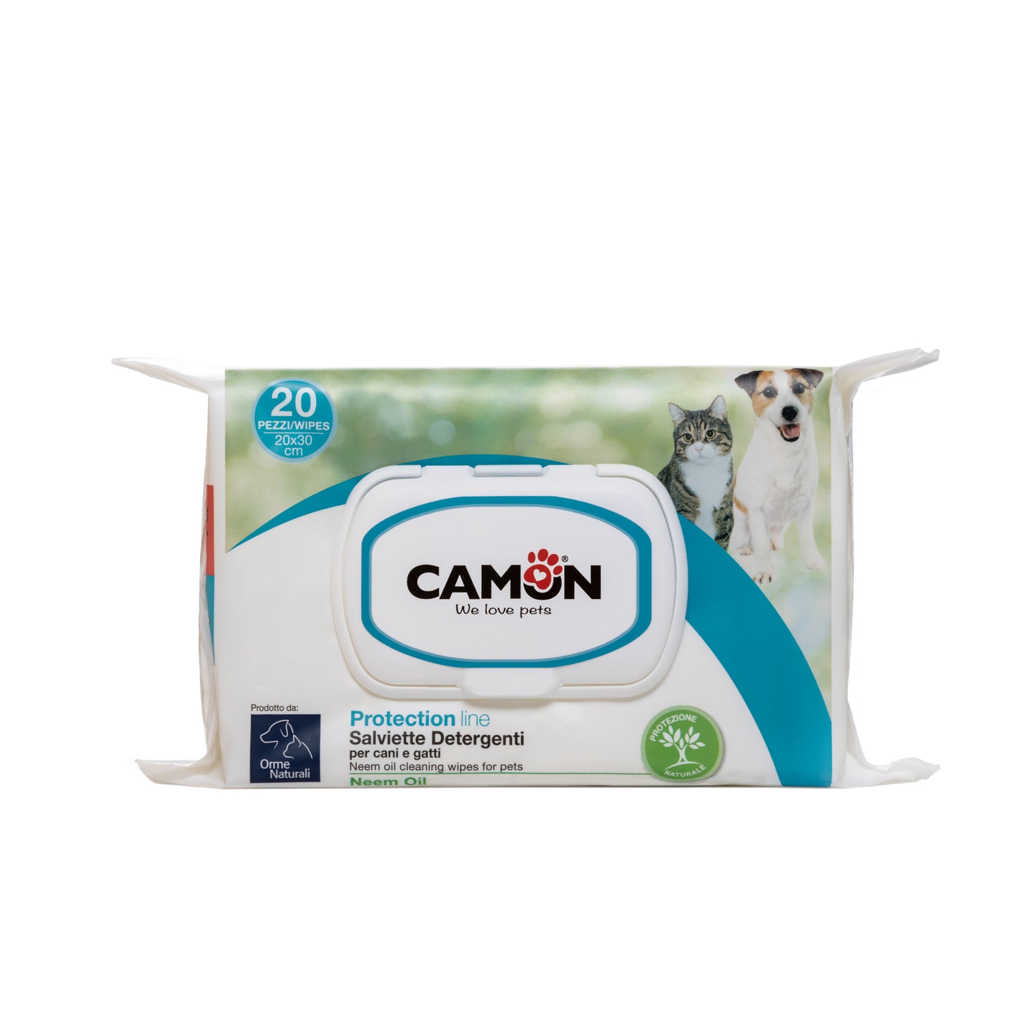 Camon Protection - Orme Naturali - Salviette detergenti Leis - Neem e Lavandula - 20 salviette