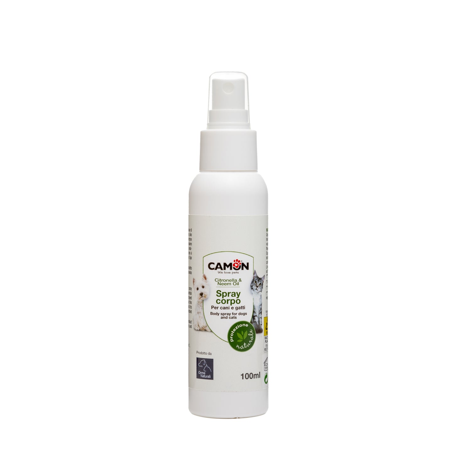 Camon - Orme Naturali - Spray Corpo per cani e gatti con Citronella e Neem - 100ml