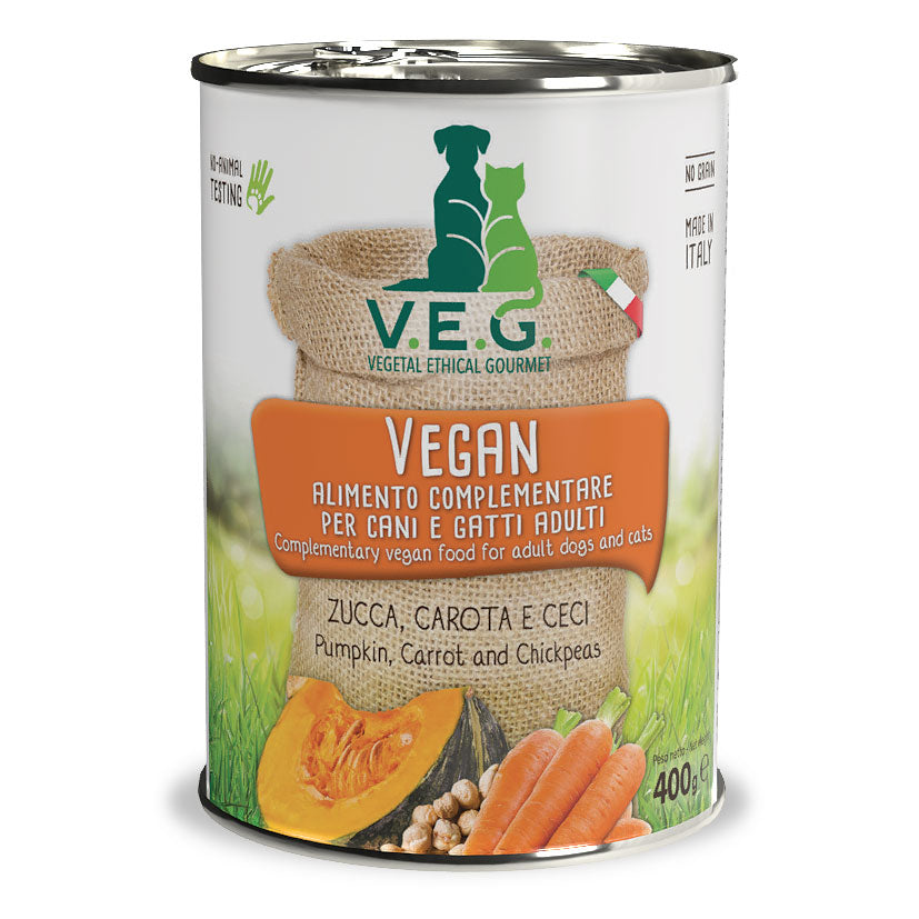 Marpet Vegan - Cibo umido per cani e gatti adulti - Zucca, carote e ceci 400g