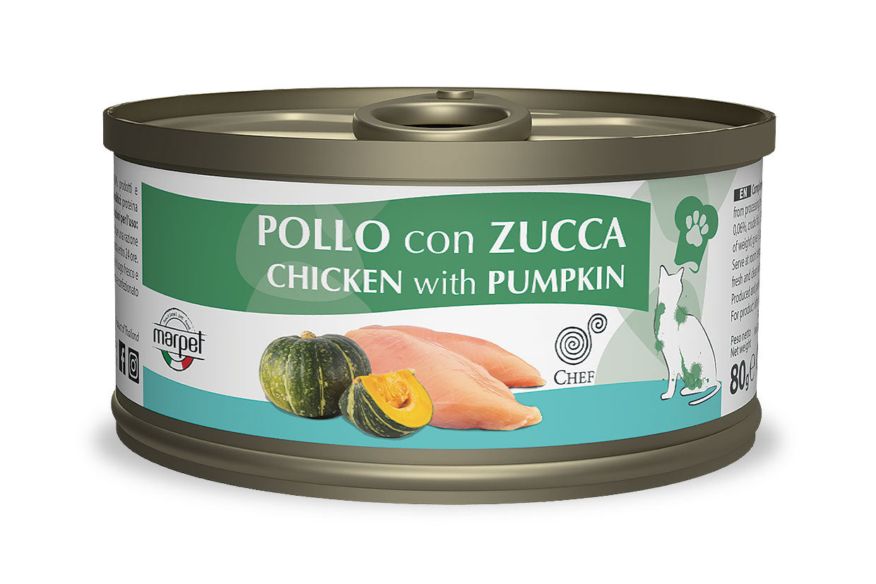 Marpet Chef - Cibo umido per gatti adulti - Pollo e zucca 80g