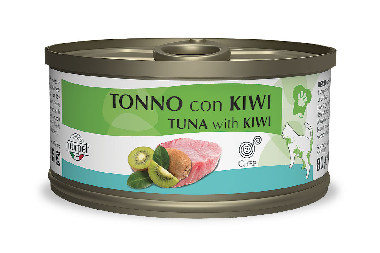 Marpet Chef - Cibo umido per gatti adulti - Tonno e kiwi 80g