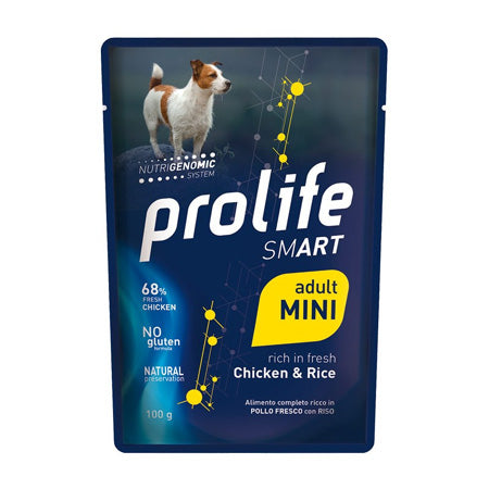 Prolife Smart Adult - Cibo umido per cani adulti di taglia piccola - Pollo fresco e riso - 100gr