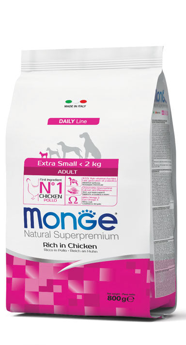 Monge Natural Superpremium - Crocchette per cani adulti di taglia piccola (<2kg) - Pollo - 800gr