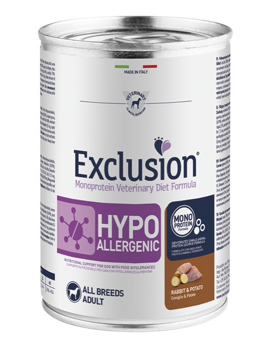 Exclusion Hypoallergenic - Cibo umido per cani adulti di tutte le taglie - Coniglio e Patate - 400gr