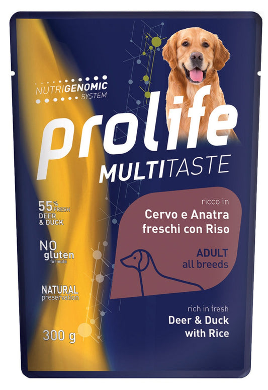 Prolife Wet - Cibo umido per cani adulti - Cervo e Anatra Freschi, Riso e Ananas - 300gr