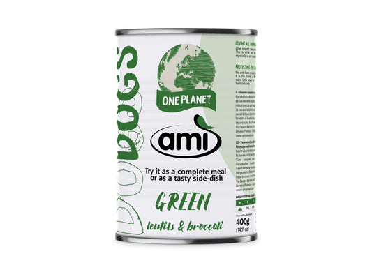 Amì Dog Green - Cibo umido per cani al gusto di lenticchie e broccoli - 400gr