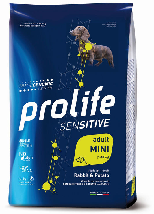 Prolife Sensitive Adult - Crocchette per cani adulti sensibili di taglia piccola - Coniglio fresco e patate - 2kg