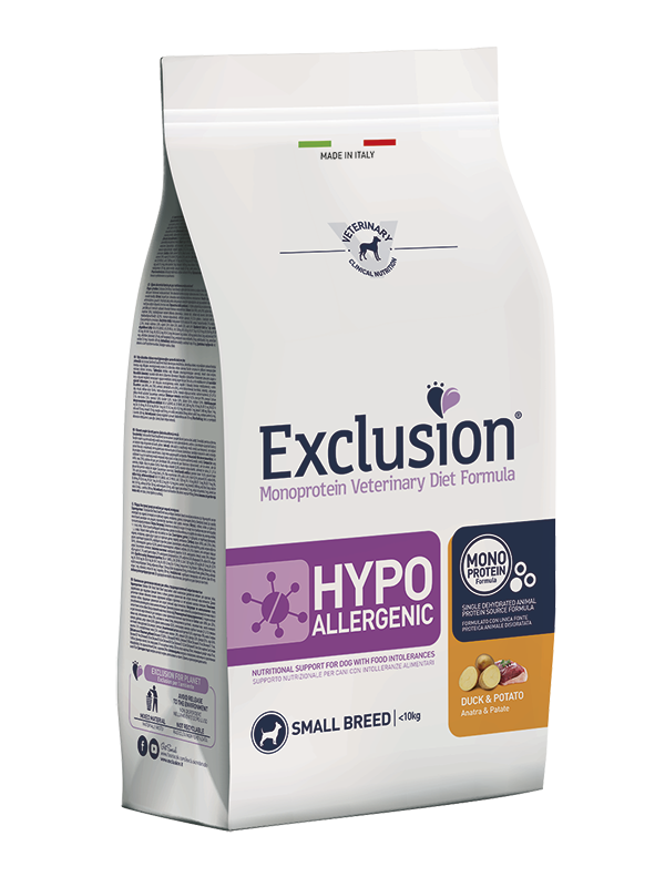 Exclusion Hypoallergenic - Cibo secco per cani adulti di piccola taglia - Anatra e Patate - 2kg