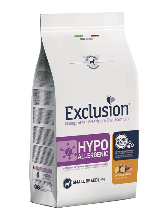 Exclusion Hypoallergenic - Cibo secco per cani adulti di piccola taglia - Anatra e Patate - 2kg