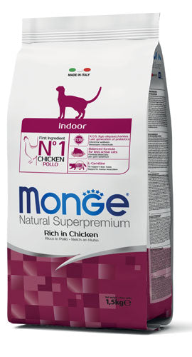 Monge Natural Superpremium - Crocchette per gatti adulti - INDOOR - Pollo - 1,5kg