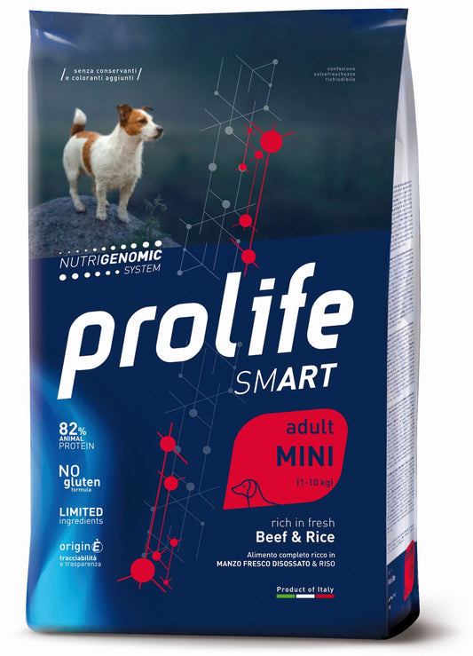 Prolife Smart Adult - Crocchette per cani adulti di taglia piccola - Manzo fresco e riso - 2kg