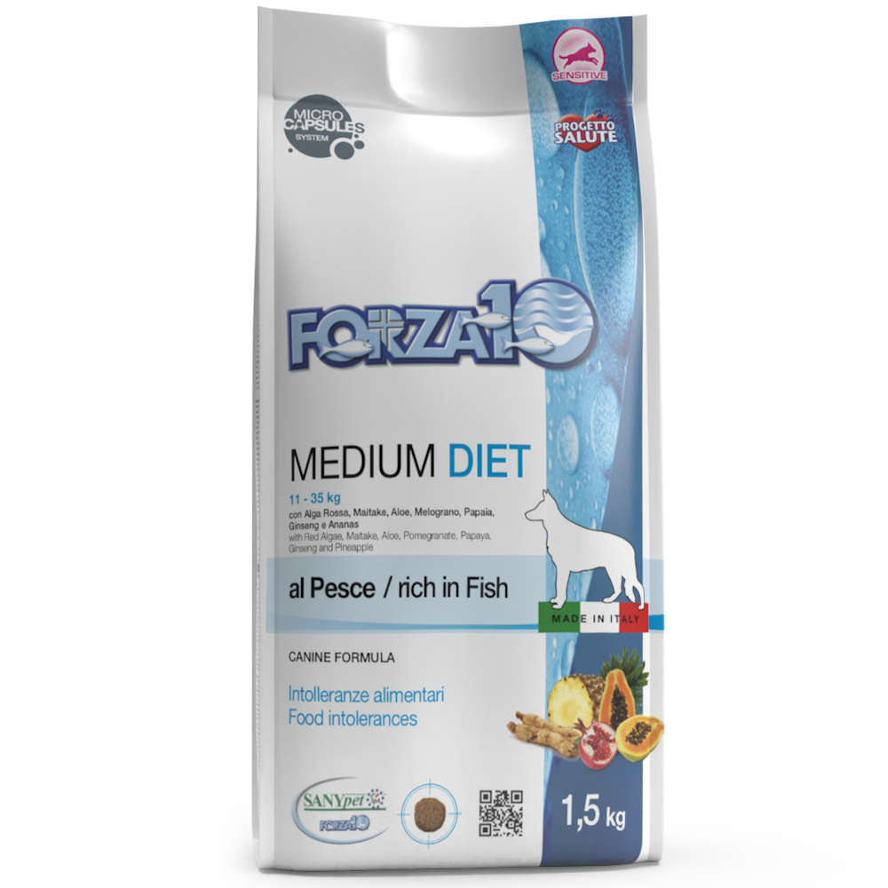 FORZA10 Diet Cane - Medium Diet, gusto Pesce - 1,5kg