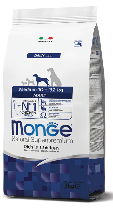 Monge Natural Superpremium - Crocchette per cani adulti di taglia media - Pollo - 12kg