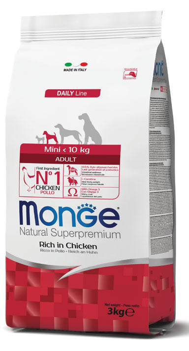 Monge Natural Superpremium - Crocchette per cani adulti di taglia piccola - Pollo - 3kg