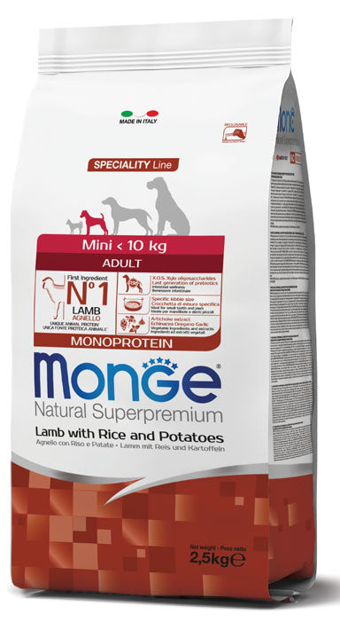 Monge Natural Superpremium - Crocchette per cani adulti di taglia piccola - Agnello con Riso e Patate - 800gr