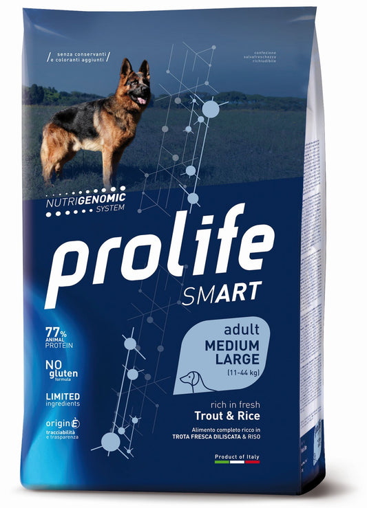Prolife Smart Adult - Crocchette per cani adulti di taglia media e grande - Trota fresca e riso - 2,5kg