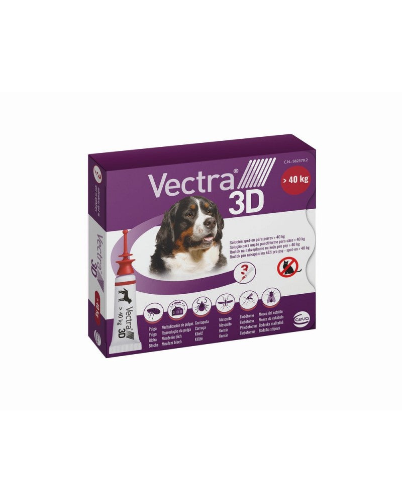 Vectra 3D Spot-On - Antiparassitario per cane oltre i 40Kg - 3 pipette da 3,6ml