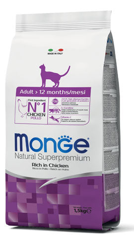 Monge Natural Superpremium - Crocchette per gatti adulti - Pollo - 1,5kg