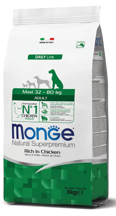 Monge Natural Superpremium - Crocchette per cani adulti di taglia grande - Pollo - 3kg