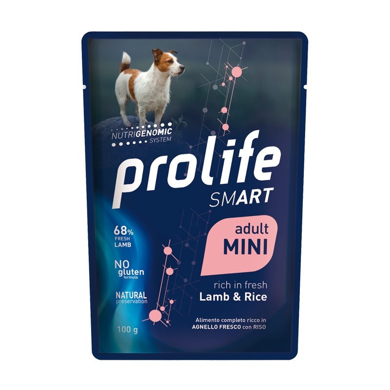 Prolife Smart Adult - Cibo umido per cani adulti di taglia piccola - Agnello fresco e riso - 100gr