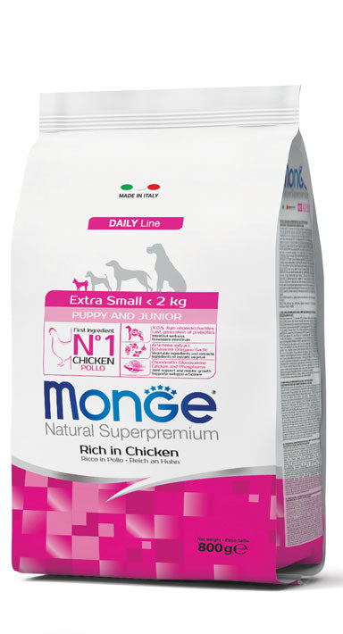 Monge Natural Superpremium - Crocchette per cuccioli di taglia piccola (<2kg) - Pollo - 800gr