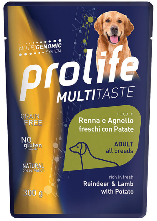 Prolife Wet - Cibo umido per cani adulti - Renna e Agnello Freschi, Patate - 300gr