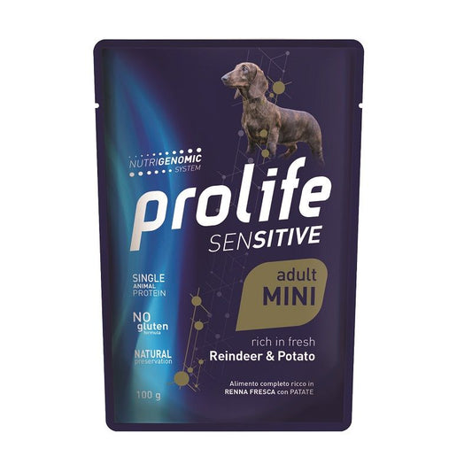 Prolife Sensitive Adult - Cibo umido per cani adulti sensibili di taglia piccola - Renna fresca e patate - 100gr