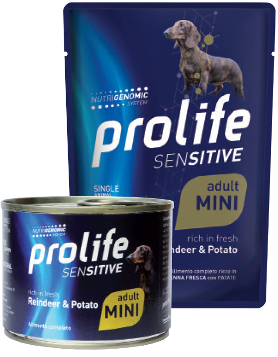 Prolife Sensitive Adult - Cibo umido per cani adulti sensibili di taglia piccola - Renna fresca e patate - 100gr