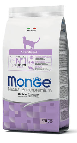 Monge Natural Superpremium - Crocchette per gatti adulti sterilizzati - Pollo - 400gr