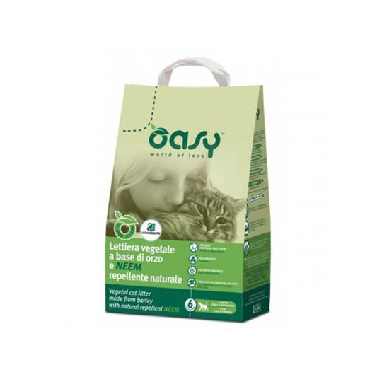 Oasy - Lettiera Vegetale per gatti - Orzo e Neem - 6lt